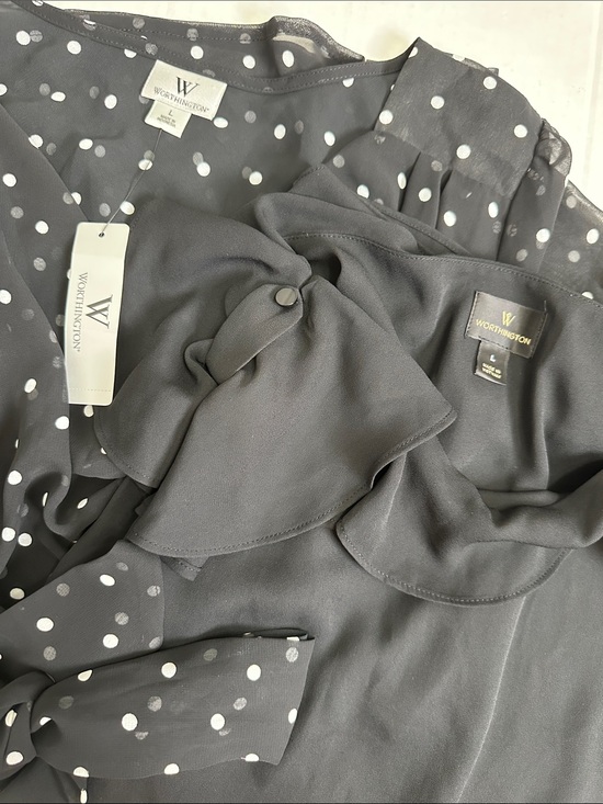 Worthington Tops - Lot of 2 Worthington Sheer Tops Women’s Large Bundle Black Polka dot